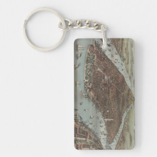 Porte-clefs Ville de New-York 1883 (lithographie de couleur)