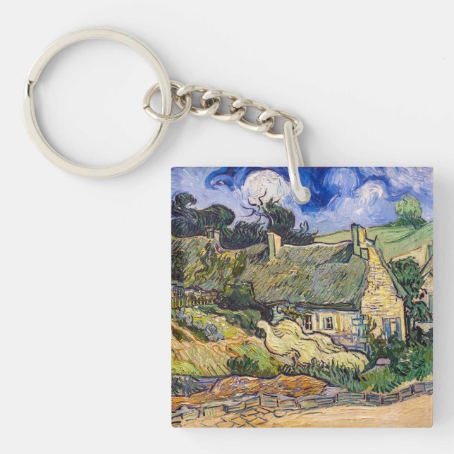 Porte-clefs Vincent Van Gogh - Chalets de chaume à Cordeville (Devant)