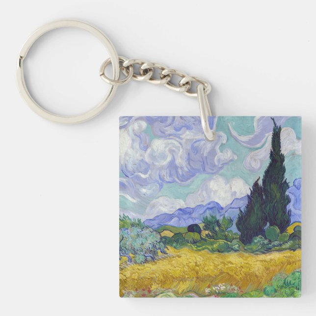 Porte-clefs Vincent Van Gogh - Champ de blé avec cyprès (Devant)