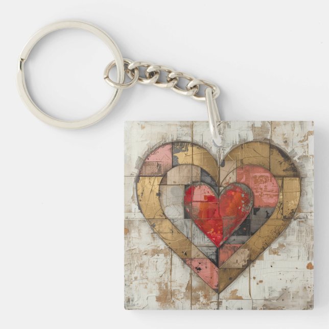 Porte-clefs Vintage Abstract Hearts - Acrylic Keychain (Devant)
