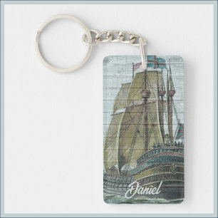 Porte-clefs Vintage Bateau Blue Green Wanderlust Thème