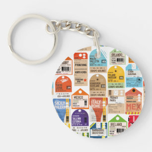 Porte-clefs Vintage billets de voyage motif. jetez l'oreiller 