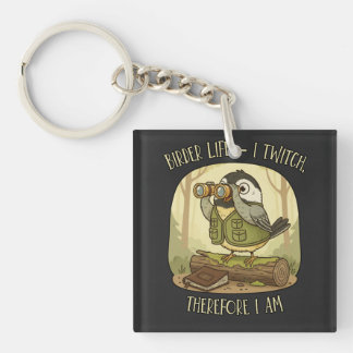 Porte-clefs Vintage Birder Life – I Twitch Therefore I Am 