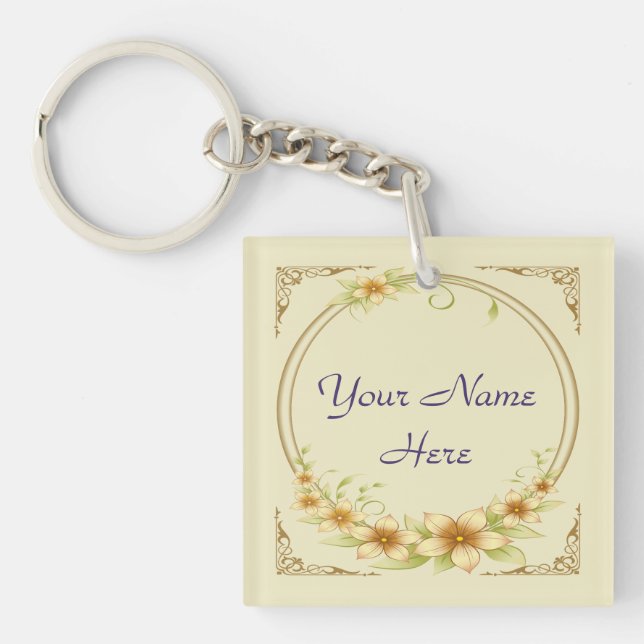 Porte-clefs Vintage cadre floral (Devant)