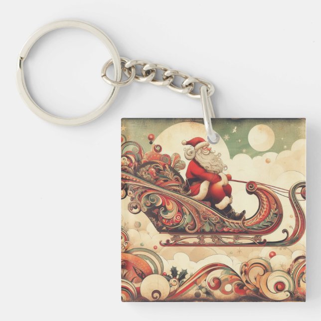 Porte-clefs vintage/caprical/père Noël/Noël (Devant)