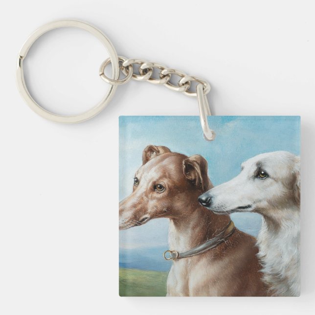 Porte-clefs Vintage Carl Reichert Deux Greyhounds (Devant)