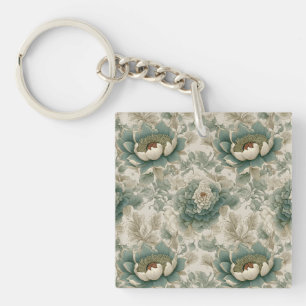 Porte-clefs Vintage Chinoiserie Floral sans couture Motif