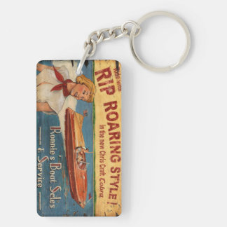 Porte-clefs Vintage Chris Craft Bois Cobra Boat Publicité