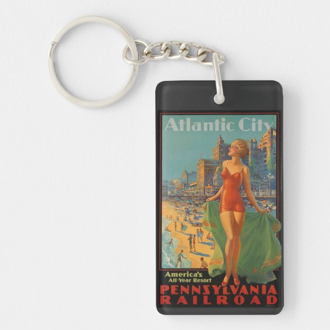 Porte-clefs Vintage de la ville Atlantique (Devant)