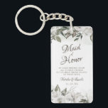 Porte-clefs Vintage florale de cerise à la servante d'honneur<br><div class="desc">Vintage Cerisâtre Blanc Floral & Rose Or Peint Roses et Fleurs. Un look classique et élégant Vintage, et beaucoup de gris, blanc ivoire, or Rose, rose Dusty, vert rose, feuilles et feuillage gris. Avec des éléments floraux peints à la main, des polices de caractères classiques Vintages, des pivoines et des...</div>