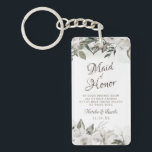 Porte-clefs Vintage florale de cerise à la servante d'honneur<br><div class="desc">Vintage Cerisâtre Blanc Floral & Rose Or Peint Roses et Fleurs. Un look classique et élégant Vintage, et beaucoup de gris, blanc ivoire, or Rose, rose Dusty, vert rose, feuilles et feuillage gris. Avec des éléments floraux peints à la main, des polices de caractères classiques Vintages, des pivoines et des...</div>