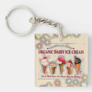 Porte-clefs Vintage glacier panneau glaces cône crème glacée m