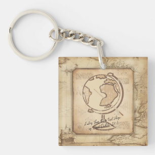 Porte-clefs Vintage Globe. Géographie et histoire Cadeau de l'