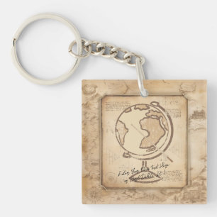 Porte-clefs Vintage Globe. Géographie et histoire Cadeau de l'
