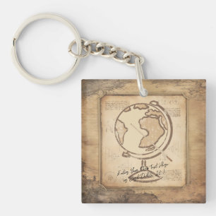 Porte-clefs Vintage Globe. Géographie et histoire Cadeau de l'