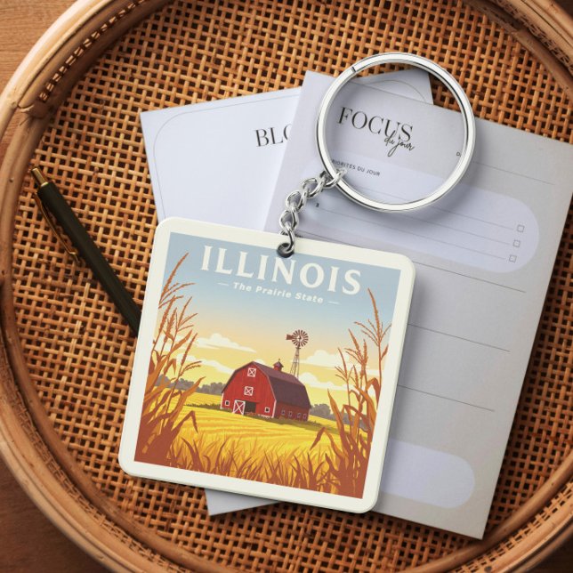Porte-clefs Vintage Illinois (Créateur téléchargé)