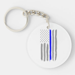 Porte-clefs Vintage Ligne Bleue Mince Chemise Police Support U