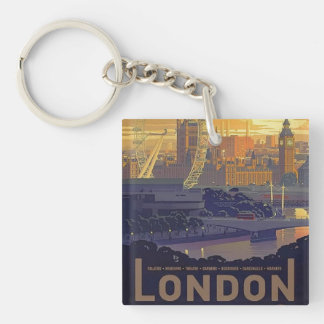 Porte-clefs Vintage Londres Big Ben Parlement Thames River