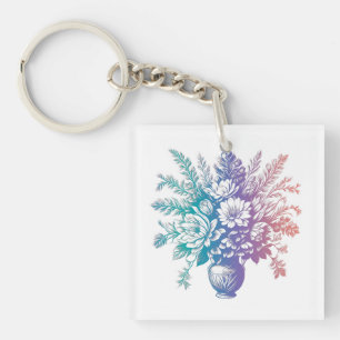 Porte-clefs Vintage Pastel Colorful Floral Design