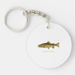 Porte-clefs Vintage Rainbow Trout Porte - clé acrylique blanc