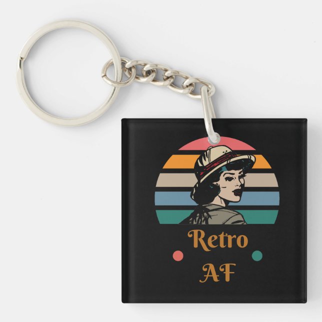 Porte-clefs Vintage "Retro AF" Funky Rainbow (Devant)