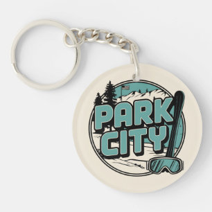 Porte-clefs Vintage Retro Park City Utah Mountain cadeaux