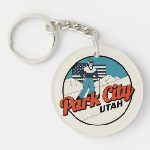 Porte-clefs Vintage Retro Park City Utah Mountain cadeaux