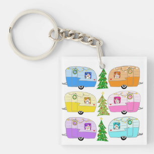 Porte-clefs Vintage Retro RV Trailers Jours fériés Noël Cut