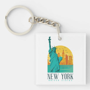 Porte-clefs Vintage Rétro Skyline de New York