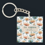 Porte-clefs Vintage Watercolor Floral Family Heritage<br><div class="desc">Soft spring florals arranged in a refined vintage composition bring a sense of warmth, heritage, and timeless beauty to this design. Inspired by antique botanical prints, the gentle color palette and flowing floral forms create an elegant atmosphere that celebrates family, love, and meaningful moments. With the option to personalize the...</div>