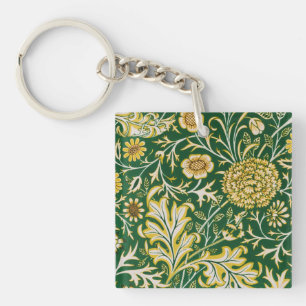 Porte-clefs Vintage William Morris Cherwell Vert Floral Art