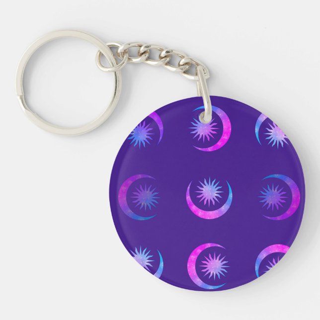 Porte-clefs Violet Indigo Purple Moon & Sun Zen (Devant)