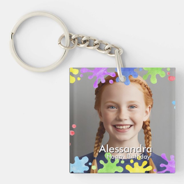 Porte-clefs  violet yellow color Aesthetic Splash Custom  (Devant)