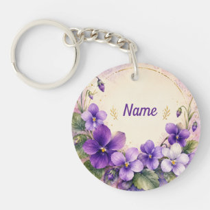 Porte-clefs Violette personnalisée de février