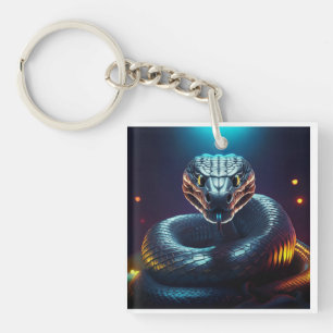 Porte-clefs Vipère argentée serpent langue qui darde