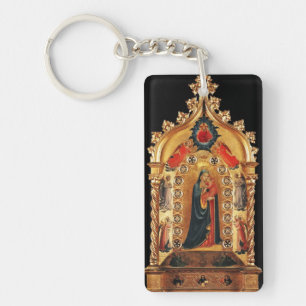 PORTE-CLEFS VIRGIN AVEC ENFANT ET ANGELS OR SACRED ART ICÔNE