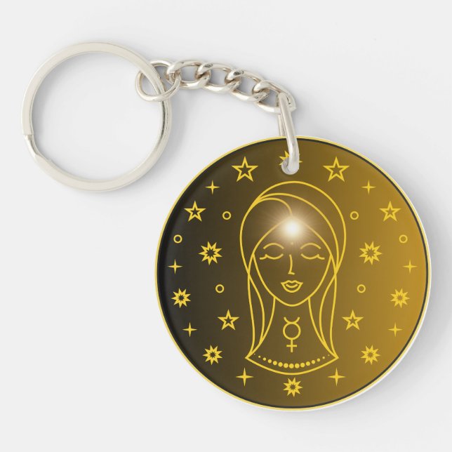 Porte-clefs Virgo Zodiac Emblem | Minimal Celestial Symbol (Devant)