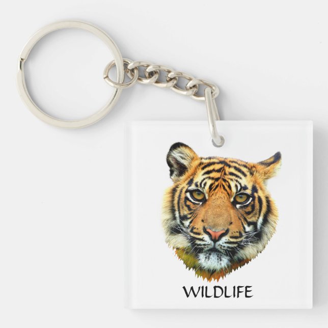 Porte-clefs Visage d'animal Tigre sauvage (Devant)