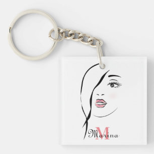 Porte-clefs visage de fille, glamour, visage, personnalisée mo