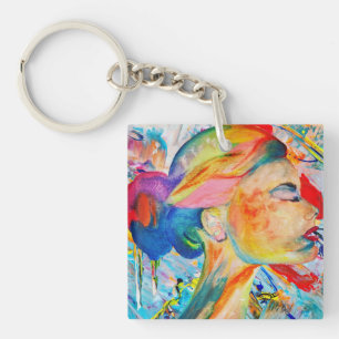 Porte-clefs VISAGE DE NOMBREUSES COULEURS Porte - clé acryliqu