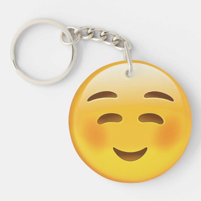 Porte-clefs Visage de sourire blanc Emoji (Devant)