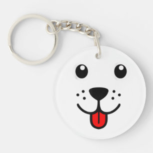 Porte-clefs Visage d'émoticône joyeux de chiot chien animal de