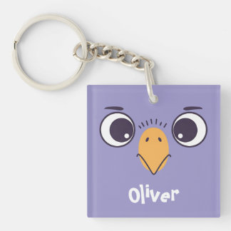 Porte-clefs Visage d'oiseau drôle avec de grands yeux