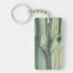 Porte-clefs Visage drôle, grain de bois