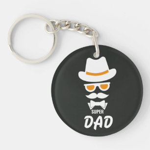 Porte-clefs Visage Gentleman mignon avec moustaches, Casquette