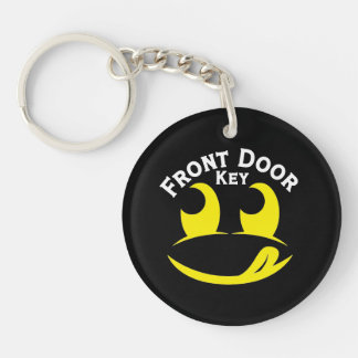 Porte-clefs Visage Jaune Souriant Drôle avec Langue Sortie sur