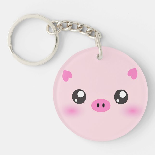 Porte-clefs Visage mignon de porc - minimalisme de kawaii (Devant)