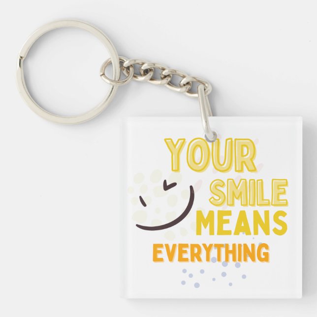 Porte-clefs Visage Sourire Mignon & Citation Positive Double F (Devant)