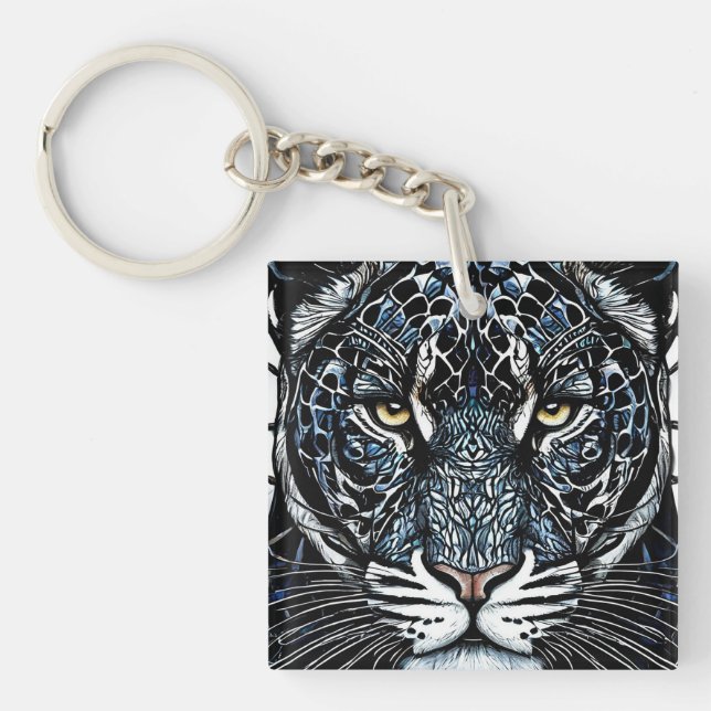 Porte-clefs vitrail Black Panther (Devant)