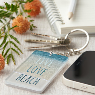 Porte-clefs Vivez Amour Plage Turquoise Bleu Océan Surf Vagues